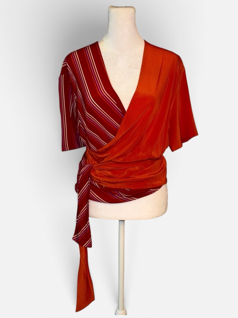 NWT DVF Harleen wrap with lines and bright colors